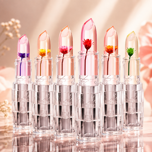 Waterproof Flower Lipstick Jelly Flower Transparent Color Changing Lipstick Flower Jelly High-Glossy Lipstick (Pack Of 2)